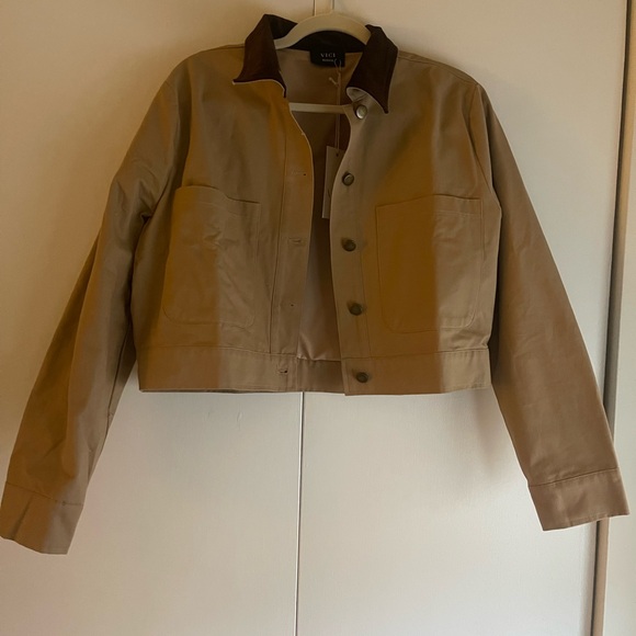 Vici Jackets & Blazers - Vici Tan Utility Jacket with Brown Collar
